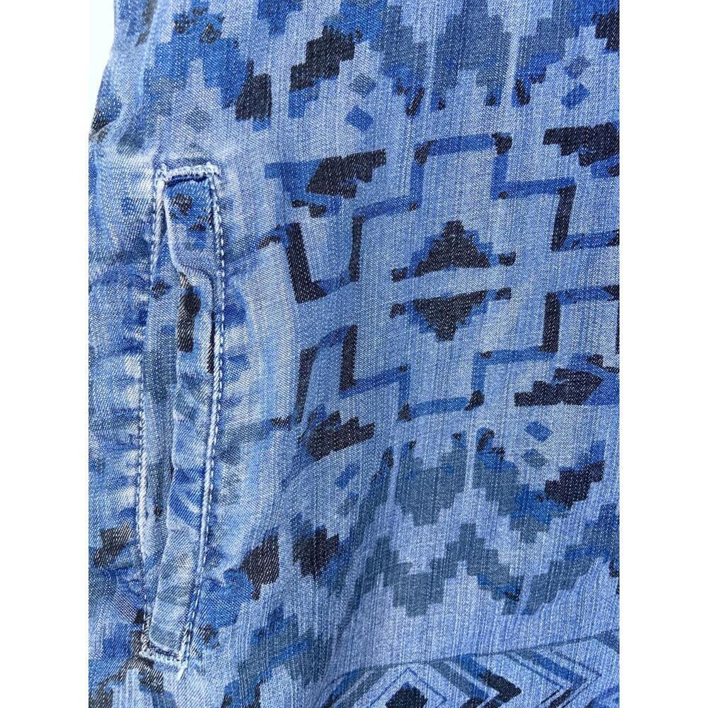 Philosophy Womens Dress Tunic Sz Large Aztec Chambray Western Boho Streetwear - Picture 8 of 12